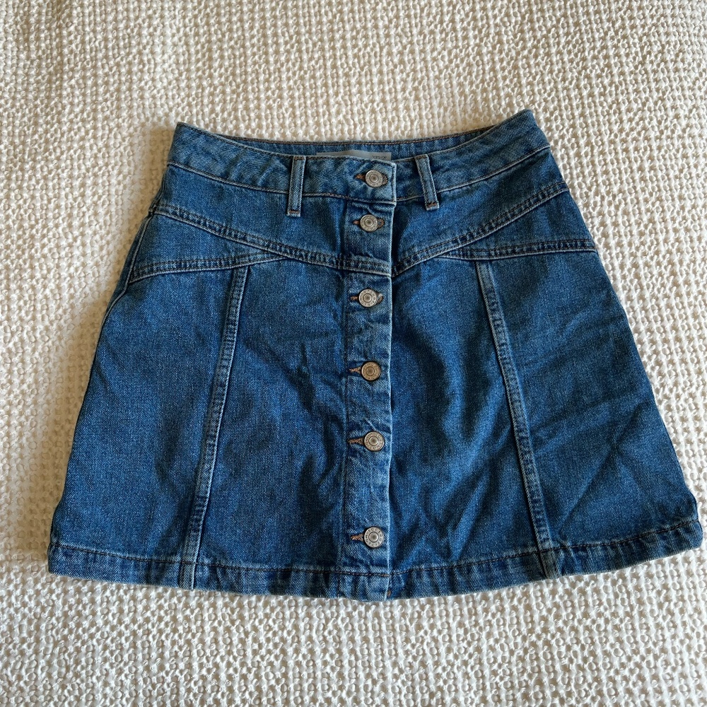 Denim button front skirt